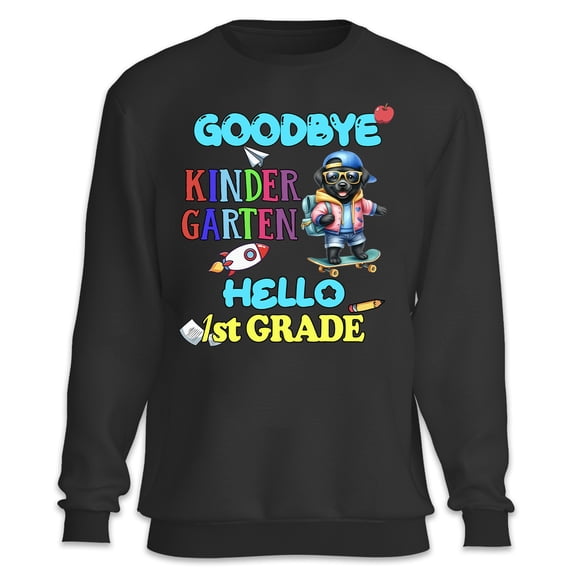 Back to School Labrador Retriever Goodbye Kindergarten Hello 1st Grade Sweatshirt Unisex Merch Lab Dog Lover Gifts - 02011