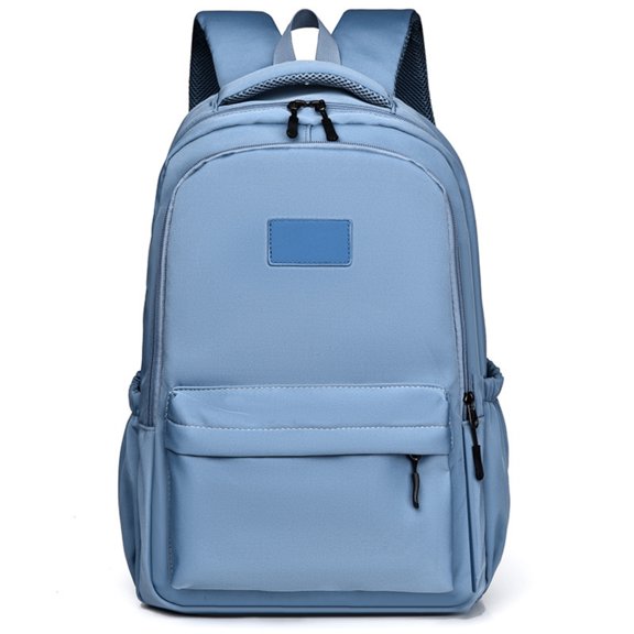 Back-to-School Minimalist Canvas Backpack, Large Capacity Student Daypack with Laptop Sleeve & Side Pockets, Lightweight Travel Rucksack for College & Commute, 18" x 12.6" Blue