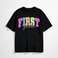 thumbnail image 1 of Back to School Neon Checkered First Grade, Colorful Teacher T-Shirt, 1 of 7