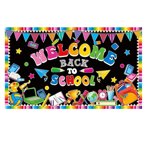 Back to School Photo Backdrop, 59x35in Welcome Back Banner for Classroom Party Event First Day Photo Decoration Homecoming