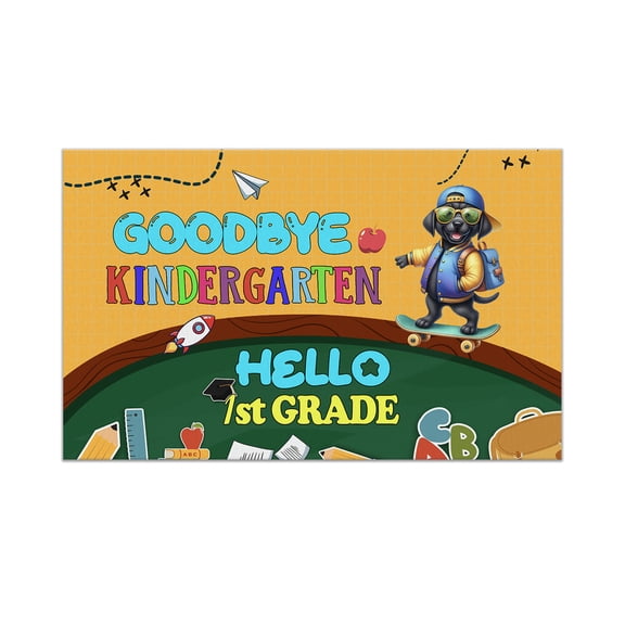 Back to School Pitbull Goodbye Kindergarten Hello 1st Grade Doormat Terrier Dog Lover Indoor Outdoor Welcome Mat - 02011