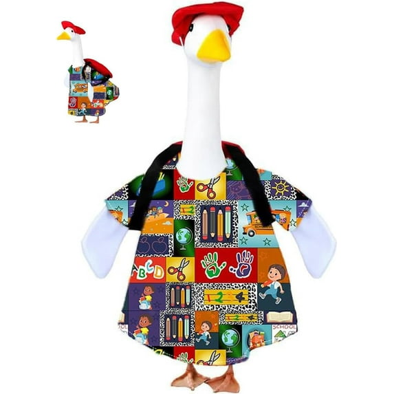 Back to School Porch Goose Outfits,3 Pcs/Set Yard Goose Statue Clothes for 23" Statue Patio Lawn Garden Decoration(Black)