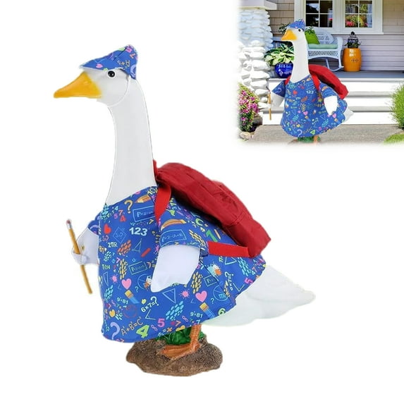 Back to School Porch Goose Outfits 4 Pcs/Set Yard Goose Statue Clothes for 23" Statue Patio Lawn Garden Decoration Clearance