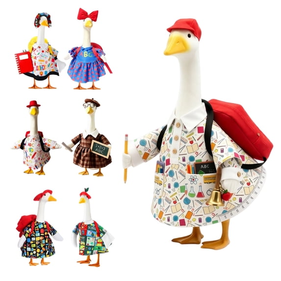 Back to School Porch Goose Outfits for 23 Inch Plastic & Cement Goose Statue,Classroom Clothes & Costume Decor for Garden Patio Lawn Yard Outdoor