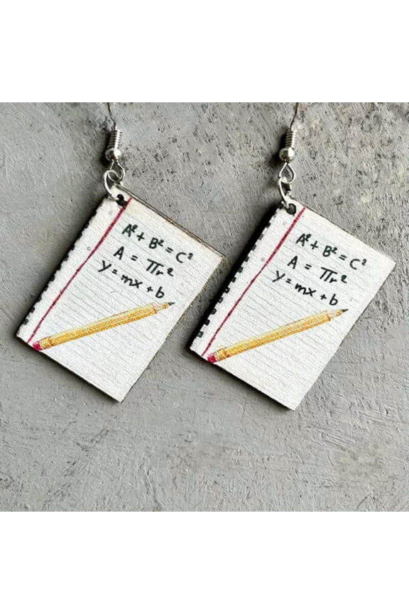 Back to School Print Wood Stacked Book Owl Libraries Teacher Wooden Earrings New