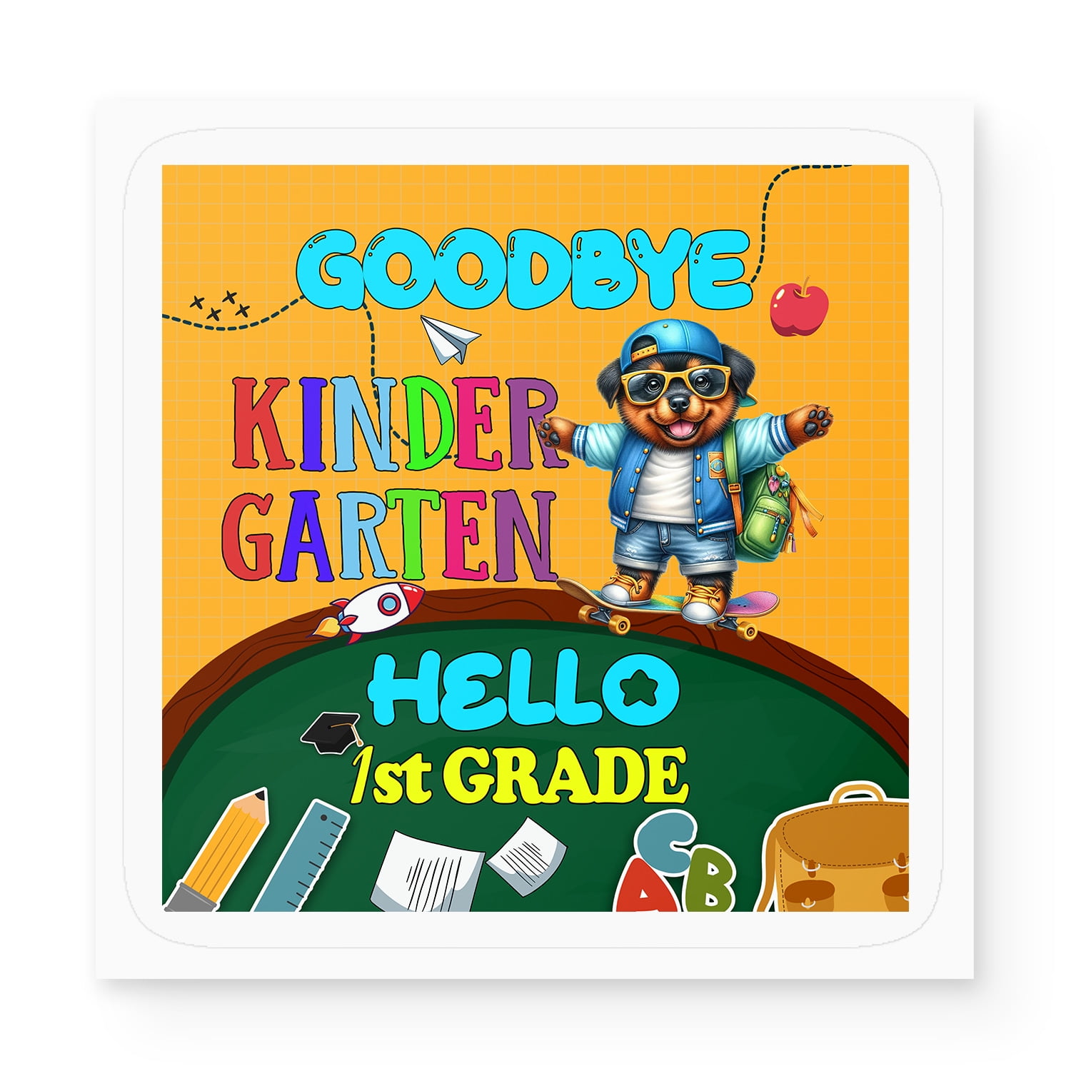 Back to School Rottweiler Goodbye Kindergarten Hello 1st Grade Vinyl ...