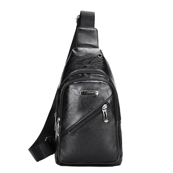 Anckoeil Men's Soft Leather Chest Bag - Stylish One-Shoulder Bag - Waterproofing Casual Business Crossbody Sling Bag