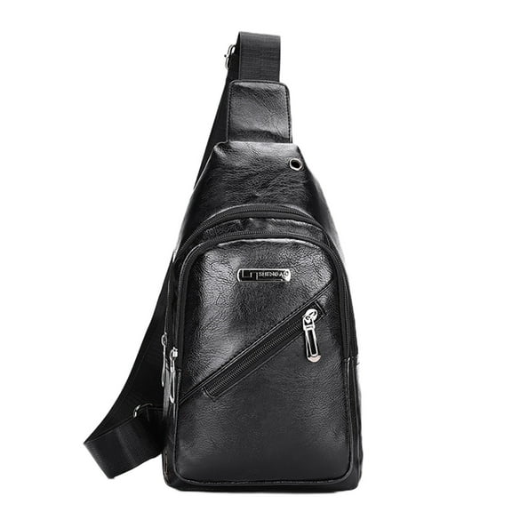Anckoeil Men's Soft Leather Chest Bag - Stylish One-Shoulder Bag - Waterproofing Casual Business Crossbody Sling Bag