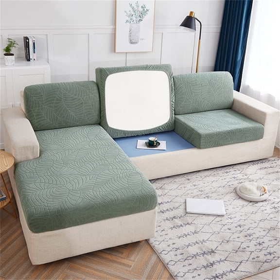 Back to School Savings! ESULOMP Cushion Sofa Seat Cover Tightly Wrapped Protection Plush Fiber Living Room 64.96"x37.4"x7.87"