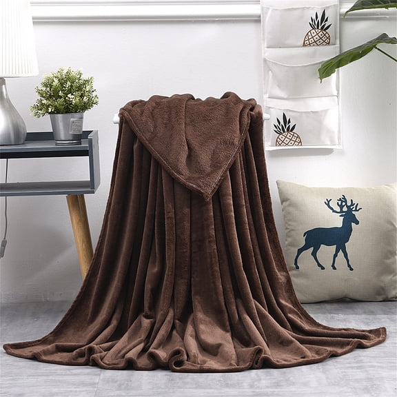 ESULOMP Super Soft Warm Warm Micro Plush Fleece Blanket Throw Rug Sofa Bedding Brown, 130 x 150cm