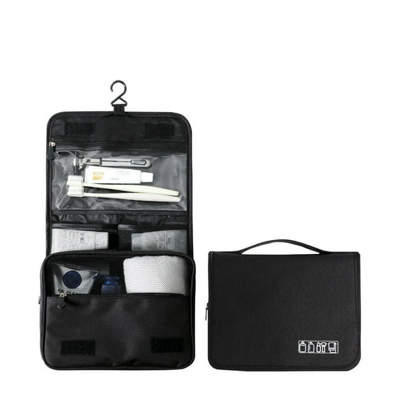 JOGZMZ Hanging Toiletry Bag - Large Cosmetic Makeup Travel Organizer for Men & Women with Sturdy Hook, 9.45x7.09x3.54in