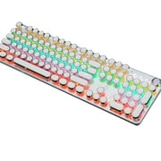 Back to School Savings! Outoloxit Black Mechanical Retro Steampunk Typewriter RGB Keyboard Cool Light Green, Multicolor A
