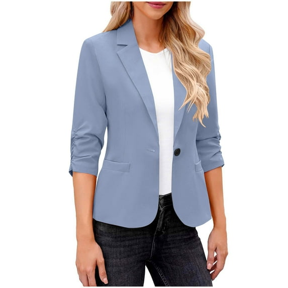 Pohista My Items Blazer Business Casual Long Jackets Trendy Womens Casual Solid Suit Top