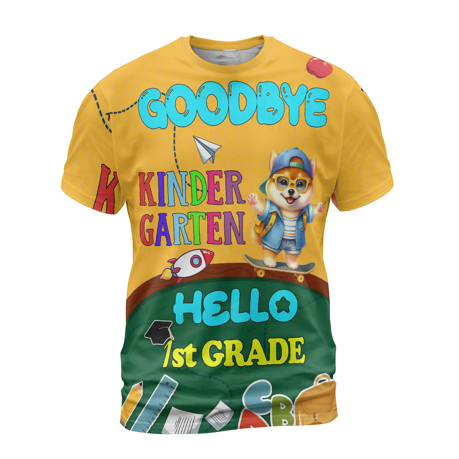 Back to School Shiba Inu Goodbye Kindergarten Hello 1st Grade All Over ...