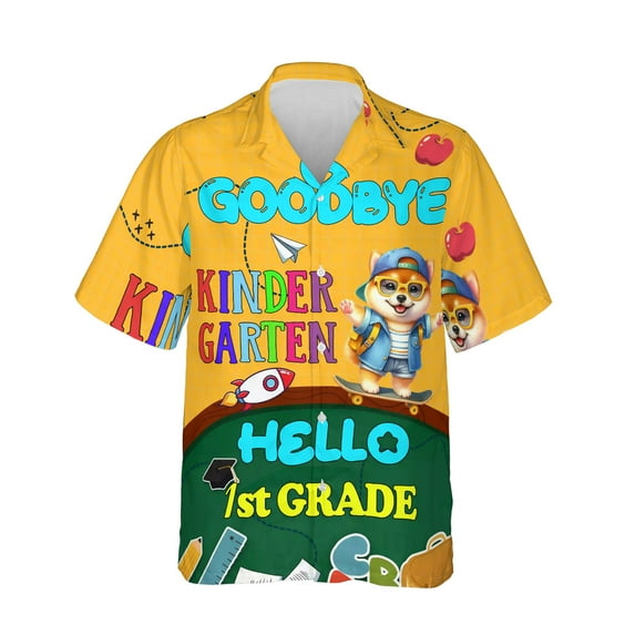 Back to School Shiba Inu Goodbye Kindergarten Hello 1st Grade Hawaiian Shirt Breathable Summer Unisex Merch Shibas Dog Lovers Gifts Idea - 02011