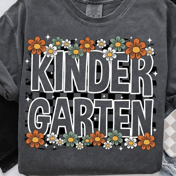 Back to School Shirt Bundle, Floral Teacher First Day Shirt, Girly Checkered Shirt for Pre-K, 1st, 2nd, 3rd Grade Students and Educators