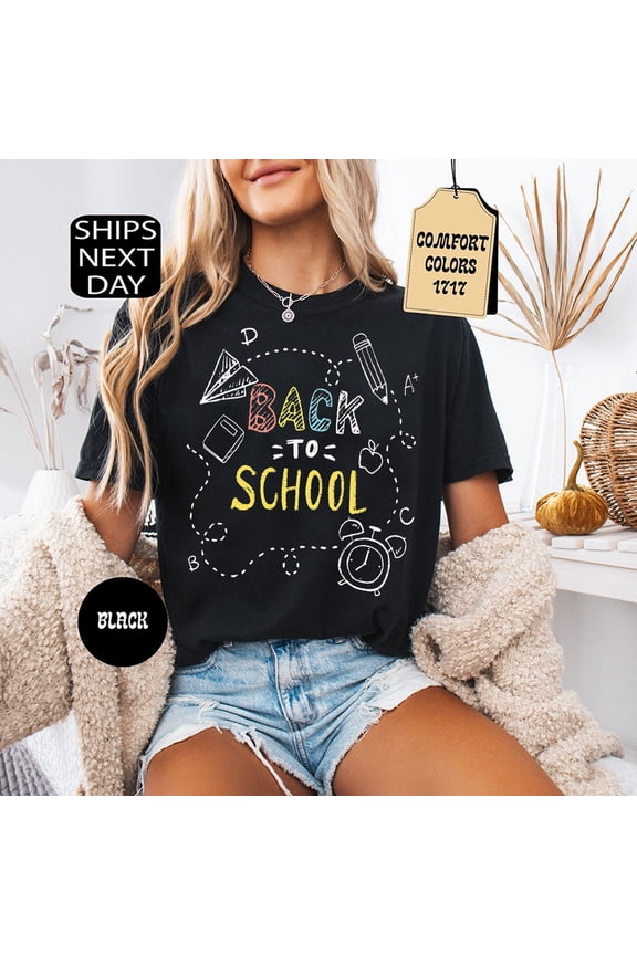 Back to School Shirt – Colorful Doodle Design First Day Tee for Girls & Teens