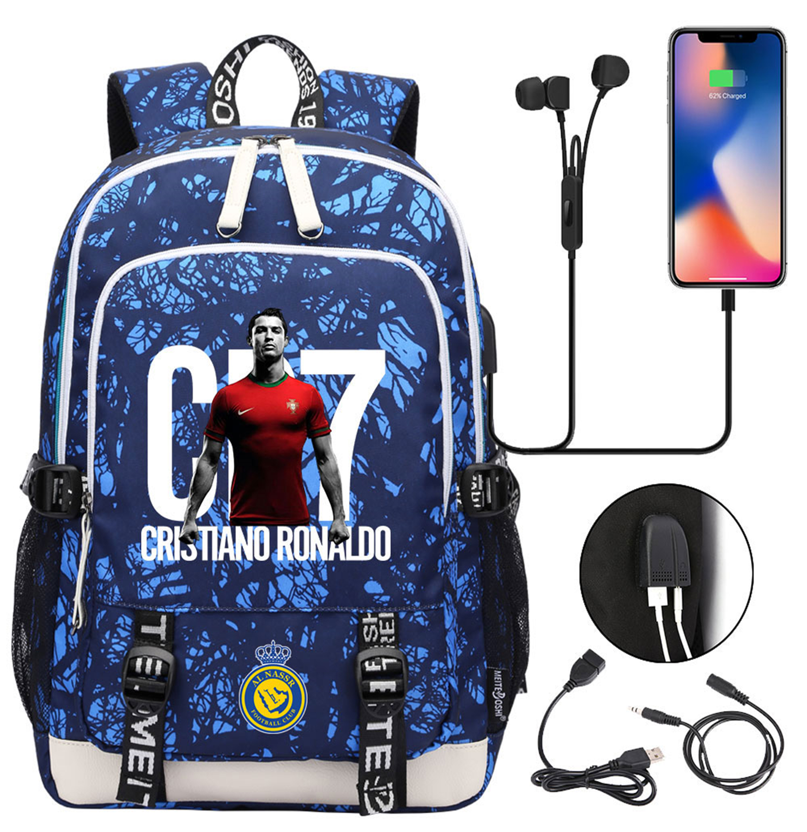 Back to School Soccer Star Backpack Cristiano Ronaldo Trendy Rucksack ...