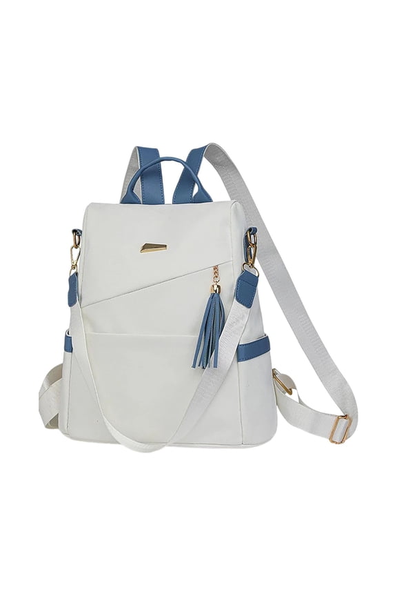 Back to School Soft Flip Cover Backpack with Tassel Decor & Hidden Zipper Pockets, Fashion Daypack for School, Travel & Daily Work Commute
