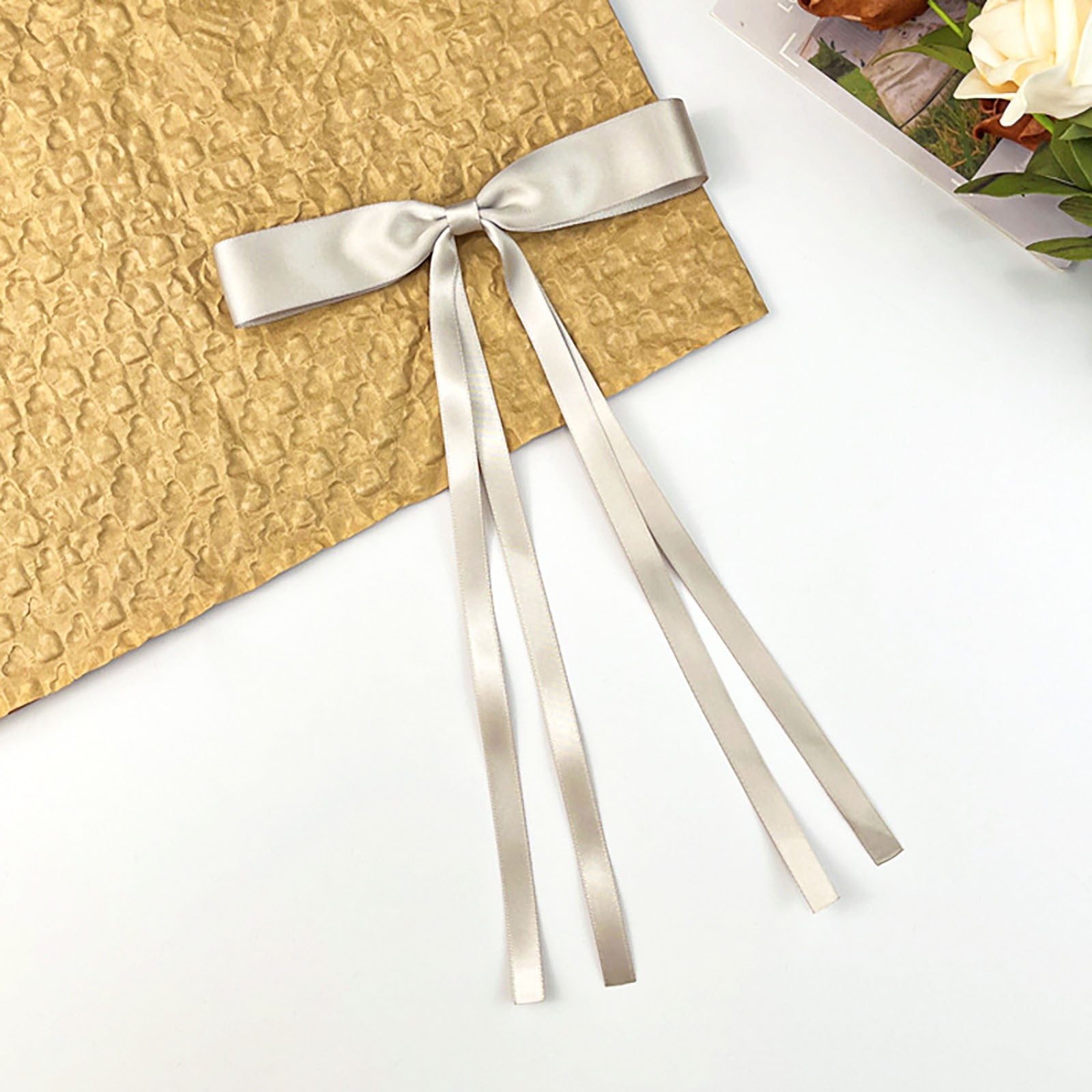 Back to School Solid Color Shiny Bow Ribbon Hairpin Clearance！ Ageoie