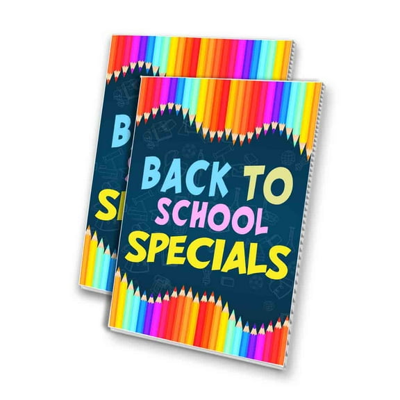 Back to School Specials (24" X 36") 4mm Corrugated Plastic Panel, Graphics Applied To 1 Side (Pk of 2)