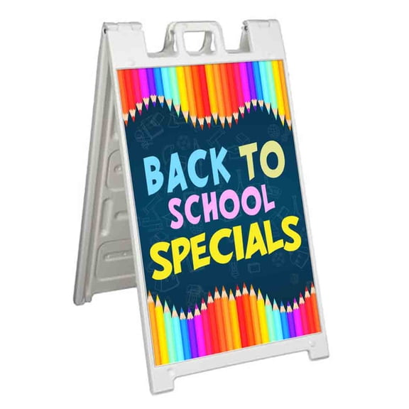 Back to School Specials (24" X 36") Standard A-Frame Signicade, Includes Decal Applied To Stand