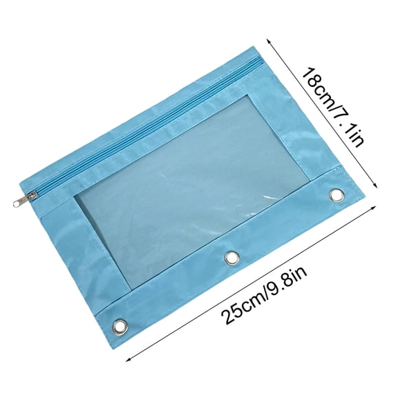 Back to School Supplies Under 1 Pencil Pouch for Girls Boys 3-Ring Zipper Pencil Pouches Case Light Blue #451