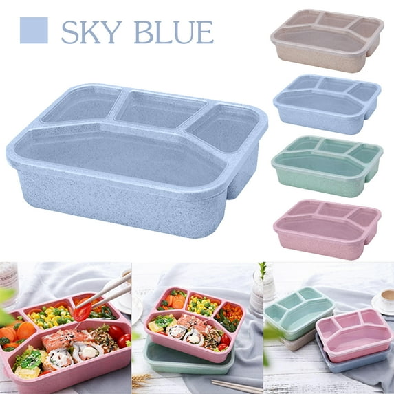 Back to School Supplies Under $10 Skegnu Lunch Box Reusable 4-Compartment Plastic Divided Food Storage Container Boxes Lunch Box for Men on Clearance
