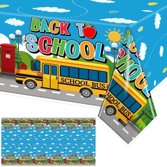 Back to School Tablecloth First Day to School Decor Washable Reusable Table Cover Colorful Welcome Back School Party Supplies