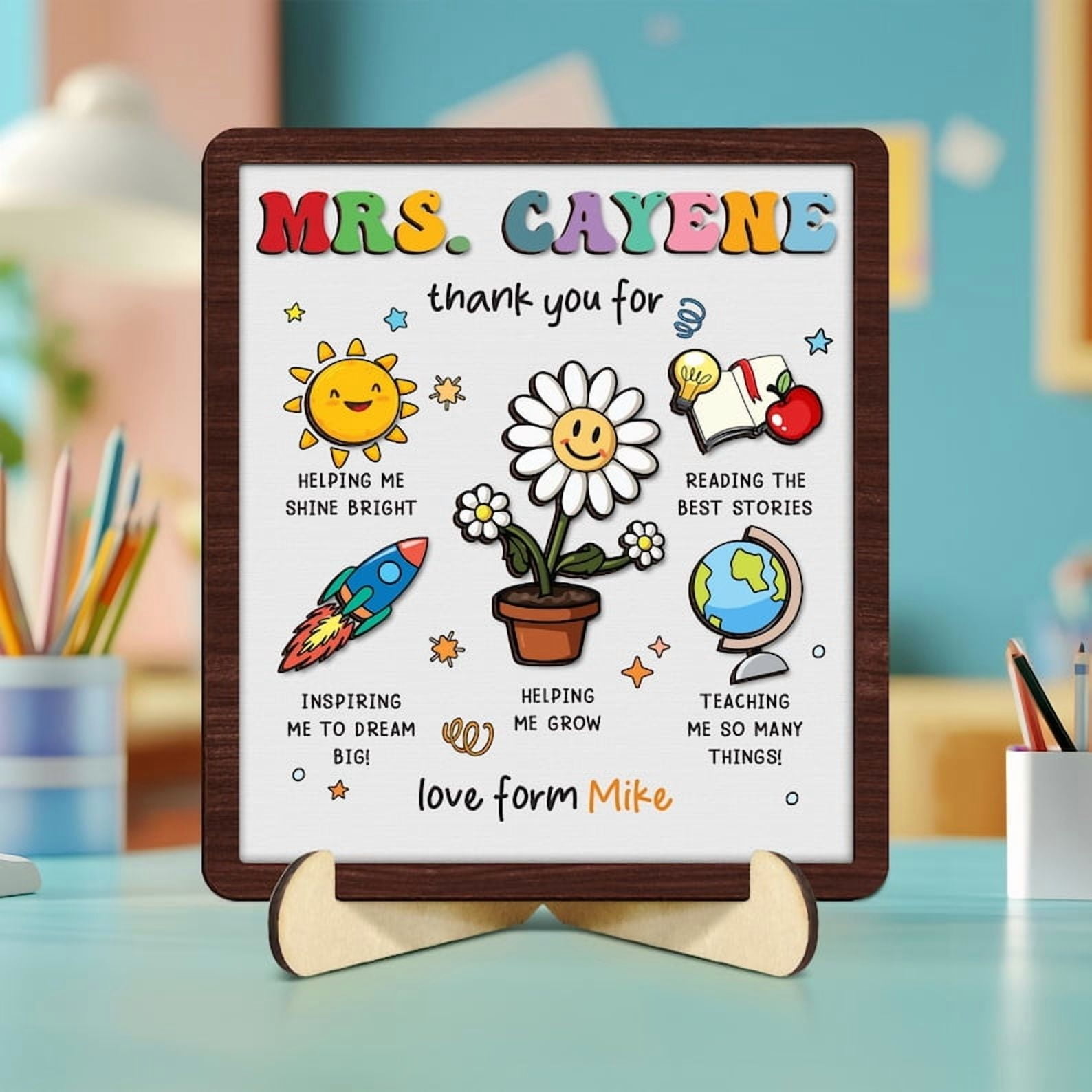 Back to School Teacher Gift – Custom Teacher Appreciation Sign, Thank You Gift for Teachers, Kindergarten Teacher Gift, Personalized Teacher Decor