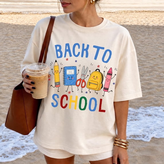 Back to School Teacher Graphic T-Shirt, Funny School Supplies Unisex Cotton Tee