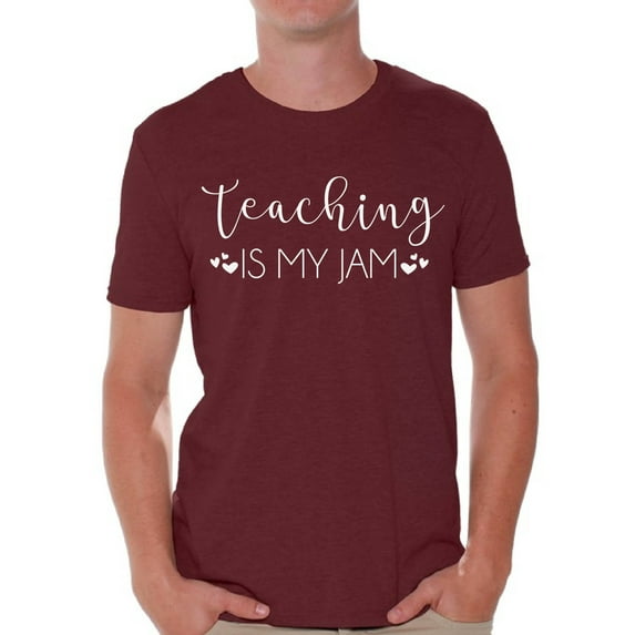 Back to School Teacher Shirts for Mens Teaching is My Jam White T Shirt Men School Theme Clothing Mens T-Shirt Funny School Teacher T Shirts
