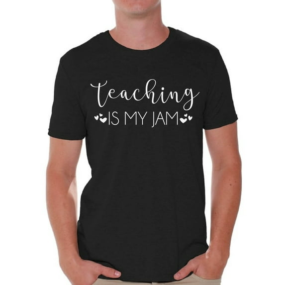 Back to School Teacher Shirts for Mens Teaching is My Jam White T Shirt Men School Theme Clothing Mens T-Shirt Funny School Teacher T Shirts