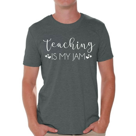 Back to School Teacher Shirts for Mens Teaching is My Jam White T Shirt Men School Theme Clothing Mens T-Shirt Funny School Teacher T Shirts