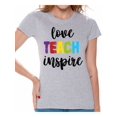 thumbnail image 1 of Back to School Teacher Shirts for Women's Love Teach Inspire Ladies T Shirt School Theme Clothing Women Shirt Funny School Teacher T Shirts, 1 of 4