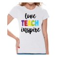 thumbnail image 1 of Back to School Teacher Shirts for Women's Love Teach Inspire Ladies T Shirt School Theme Clothing Women Shirt Funny School Teacher T Shirts, 1 of 4