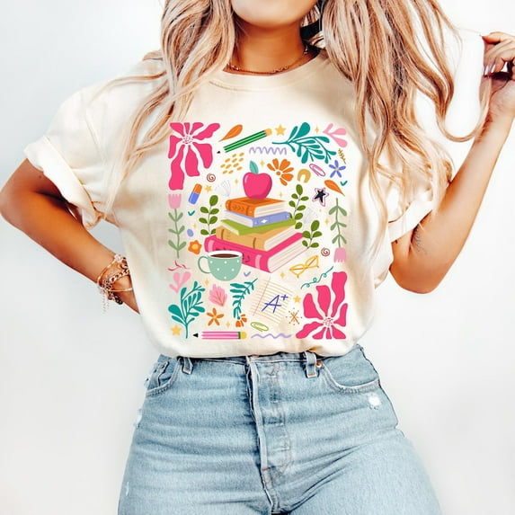 Back to School Teacher T-Shirt, Boho Floral Teacher Life Tee, Appreciation Gift Shirt, Retro Wildflower Tee