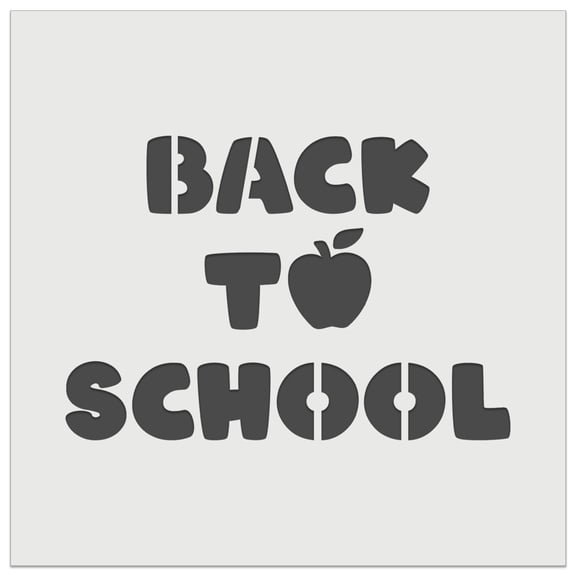 Back to School Text Apple DIY Cookie Wall Craft Stencil - 7.0 Inch