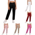 thumbnail image 1 of Back to School Uniform Jeggings for Girls High Stretchy With Pockets Dress Pants for Kids Comfortable Flat Front Trousers Black 9-10 Years, 1 of 9
