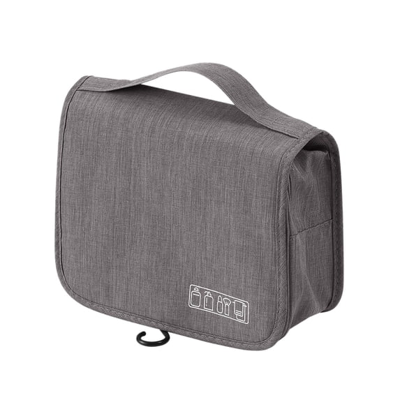 Back to School Water Resistant Toiletry Bag Travel Cosmetic Organizer with Hanging Hook(Grey,One Size)