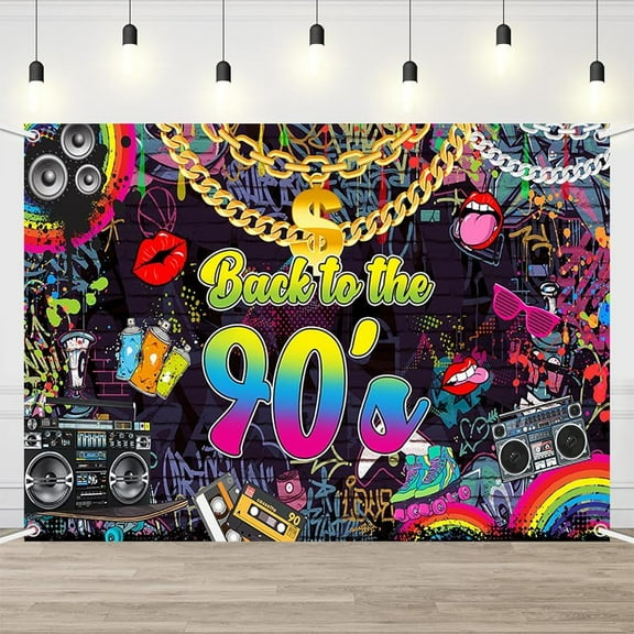 Back to The 90s Backdrop Retro Hip Hop Graffiti Wall Decoration Photography Background 90s Themed Birthday Party Banner Photo Booth Props