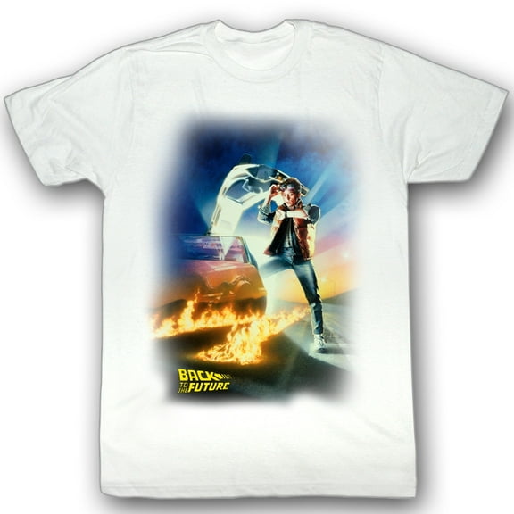Back to The Future Movie BTF Poster Adult T-Shirt Tee 3X White