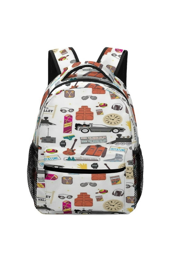 Back to The Future Paper Cut Illustration Backpack for Teenage Business Daypack College Canvas Bags Durable