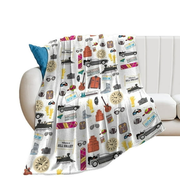 Back to The Future Paper Cut Illustration Blankets Bedroom Living Room Sofa Throw Blankets for Beds