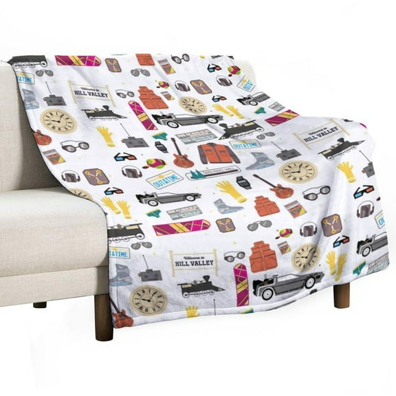 Back to The Future Paper Cut Illustration Throw Blanket Warm Microfiber Flannel Bedroom Decor Blankets For Beds