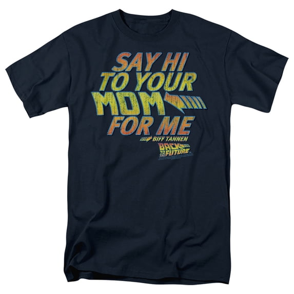 Back to The Future Say Hi Unisex Adult T Shirt (2X-Large) Navy