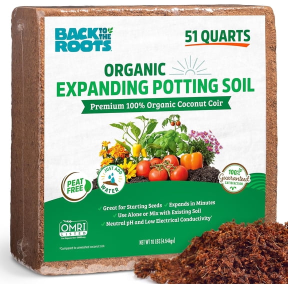 Organic Coir, 51 Quart Expanding Soil, Great for Seeds and Potting
