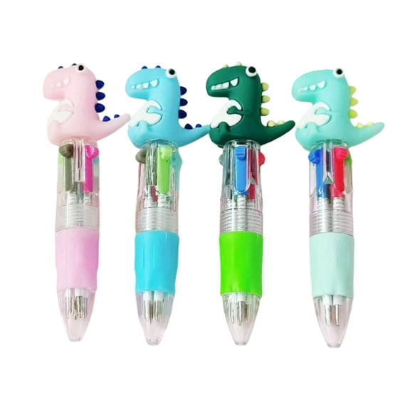 Back-to-schol!Ballpoint Pen, Left Handed Pens, Cute Dinosaur and Astronaut 4-Color Pens for ki-ds, Fun Stationery Prizes for Classroom, Smooth Writing Retractable Pens, 7 Set