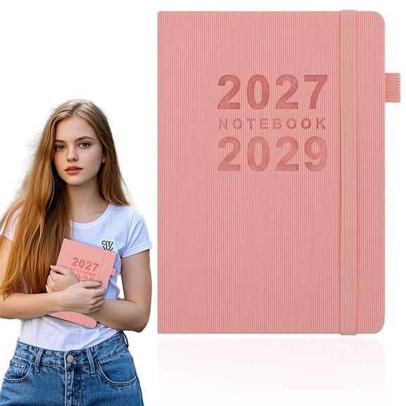 Back-to-schol!Blank Notebooks, 2027-2029 Three Year Planner (Pink), Thickened English Schedule Book, Portable Daily Weekly Monthly Annual Calendar Notebook for Schol