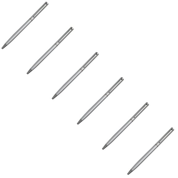 Back-to-schol!Expensive Pens, Everyday Use Metal Ballpoint Pen (Matte Silver), Sturdy Metal Construction, Smooth Writing Experience, 5 Versatile Colors, 6 Pcs